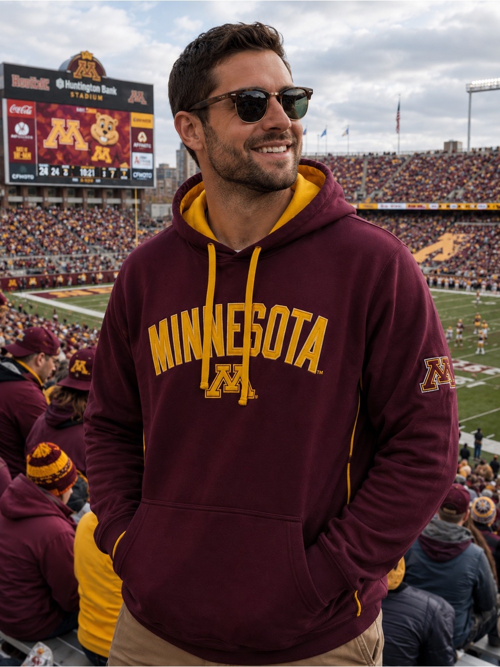 Knights Apparel Maroon and Gold Minnesota gophers Hooded Sweatshirt